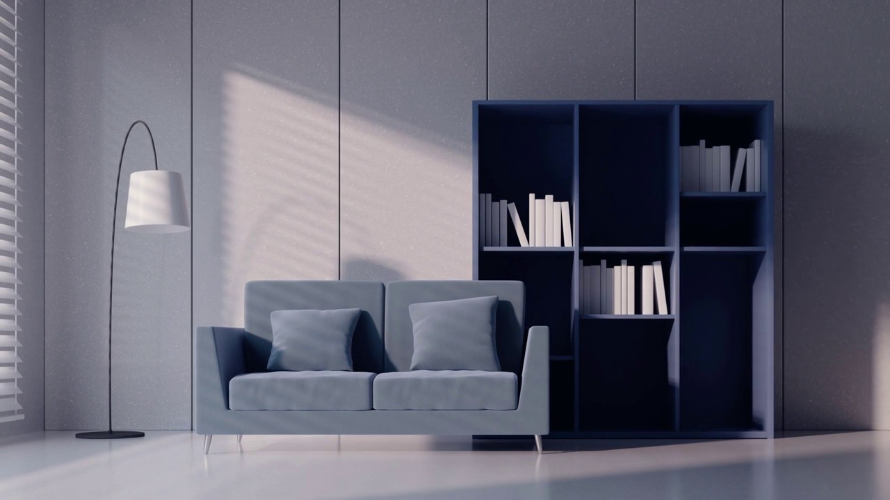 客厅建筑空间3D渲染视频下载