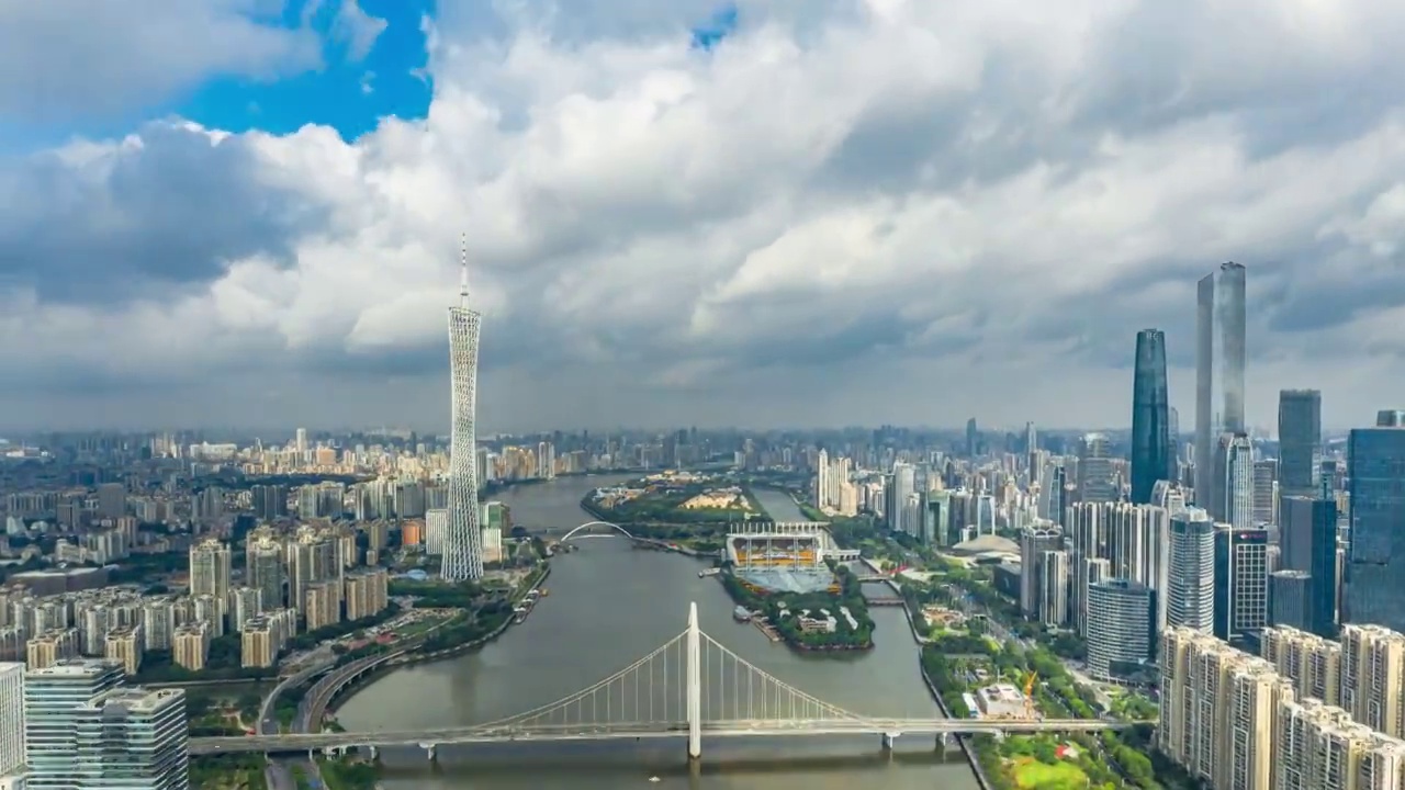 广州蓝天白云4K航拍延时视频素材