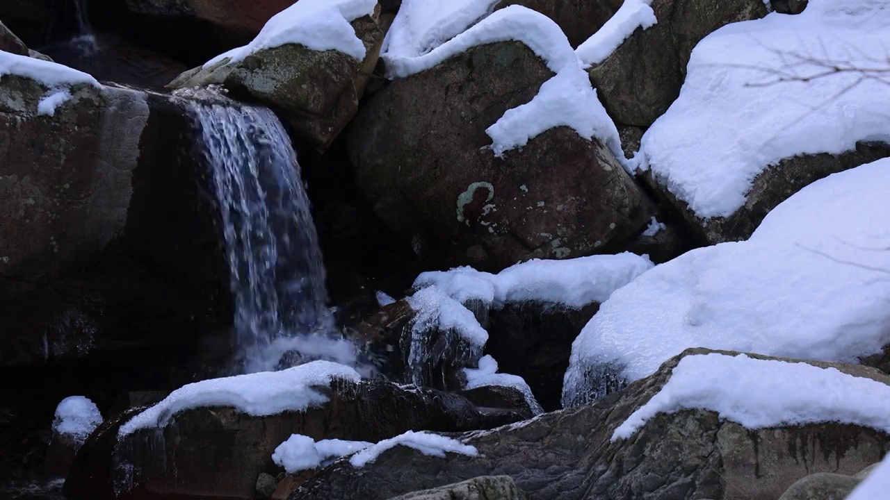 雪中泉水视频素材
