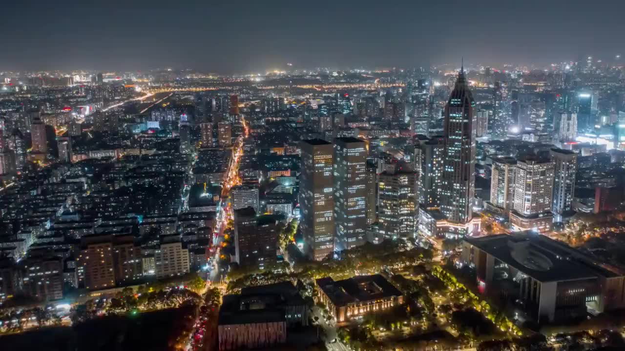 夜色繁华的南京大行宫CBD视频素材