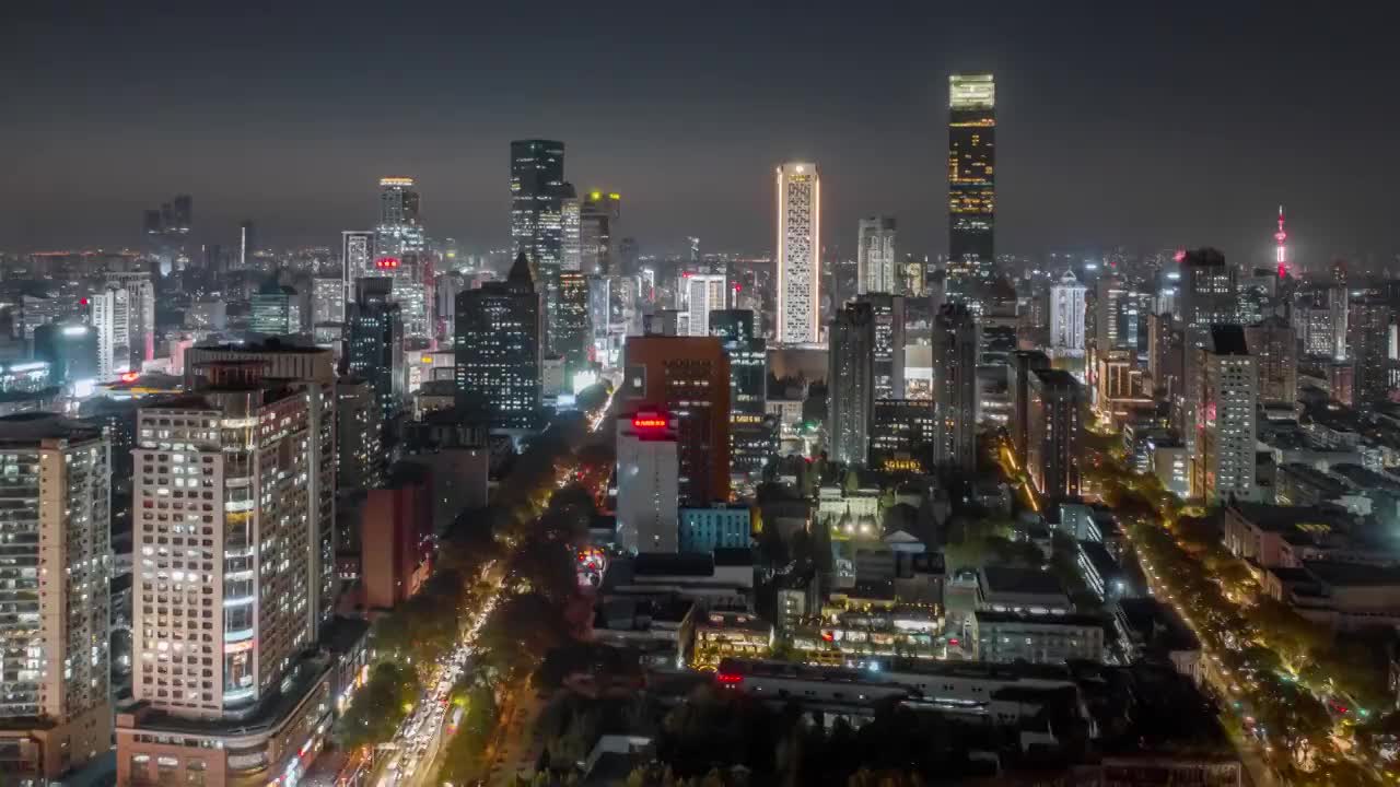 南京新街口车水马龙夜色繁华视频素材