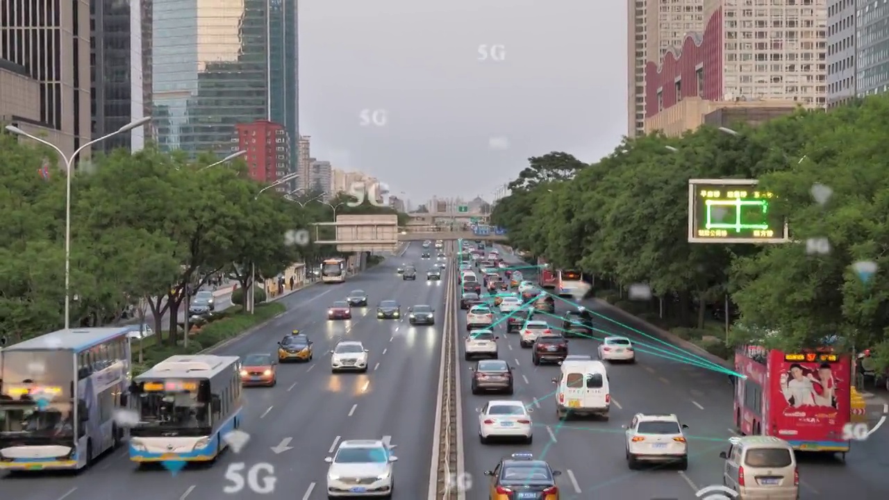 科技监控公安电子眼城市道路监控大数据视频素材