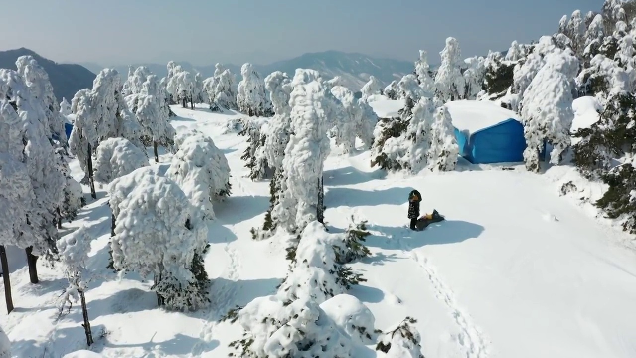 临安百丈岭雪景风光4K航拍视频素材