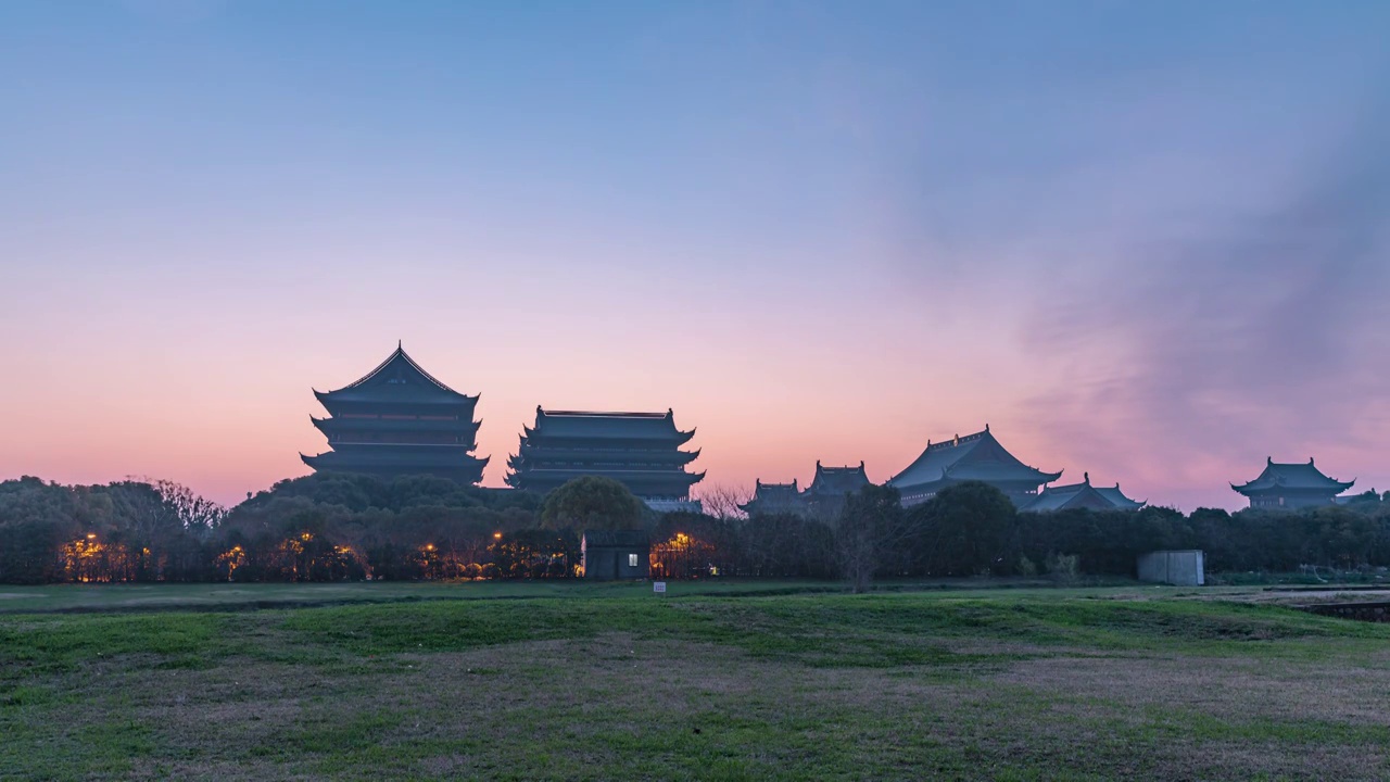 苏州园区阳澄湖半岛的重元寺清晨视频素材