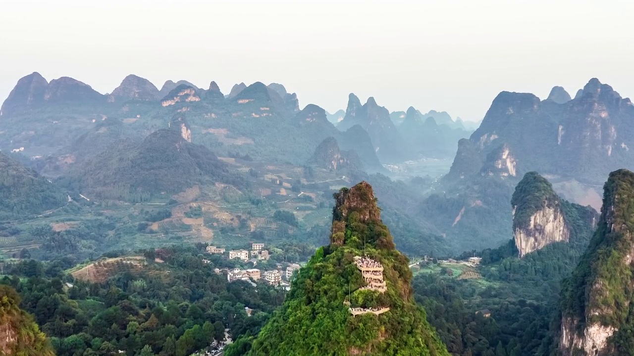航拍中国桂林山脉自然风光在日出视频素材