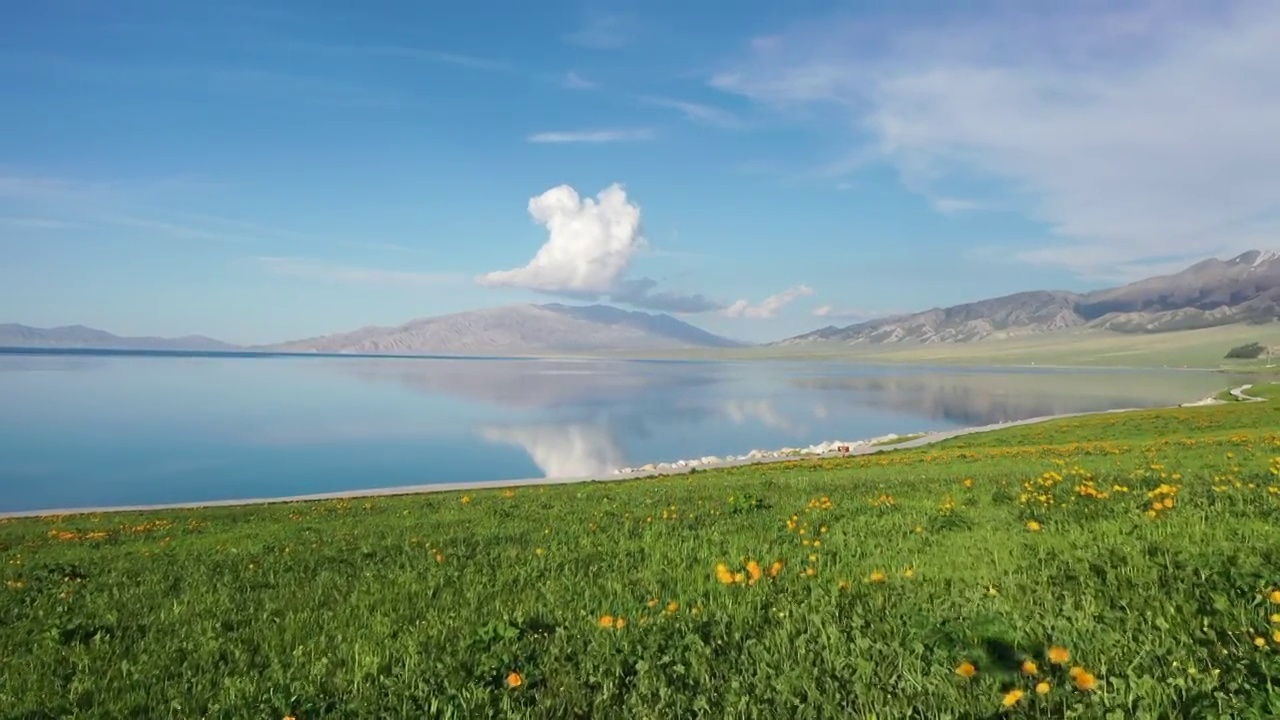 新疆赛里木湖风光日景视频素材