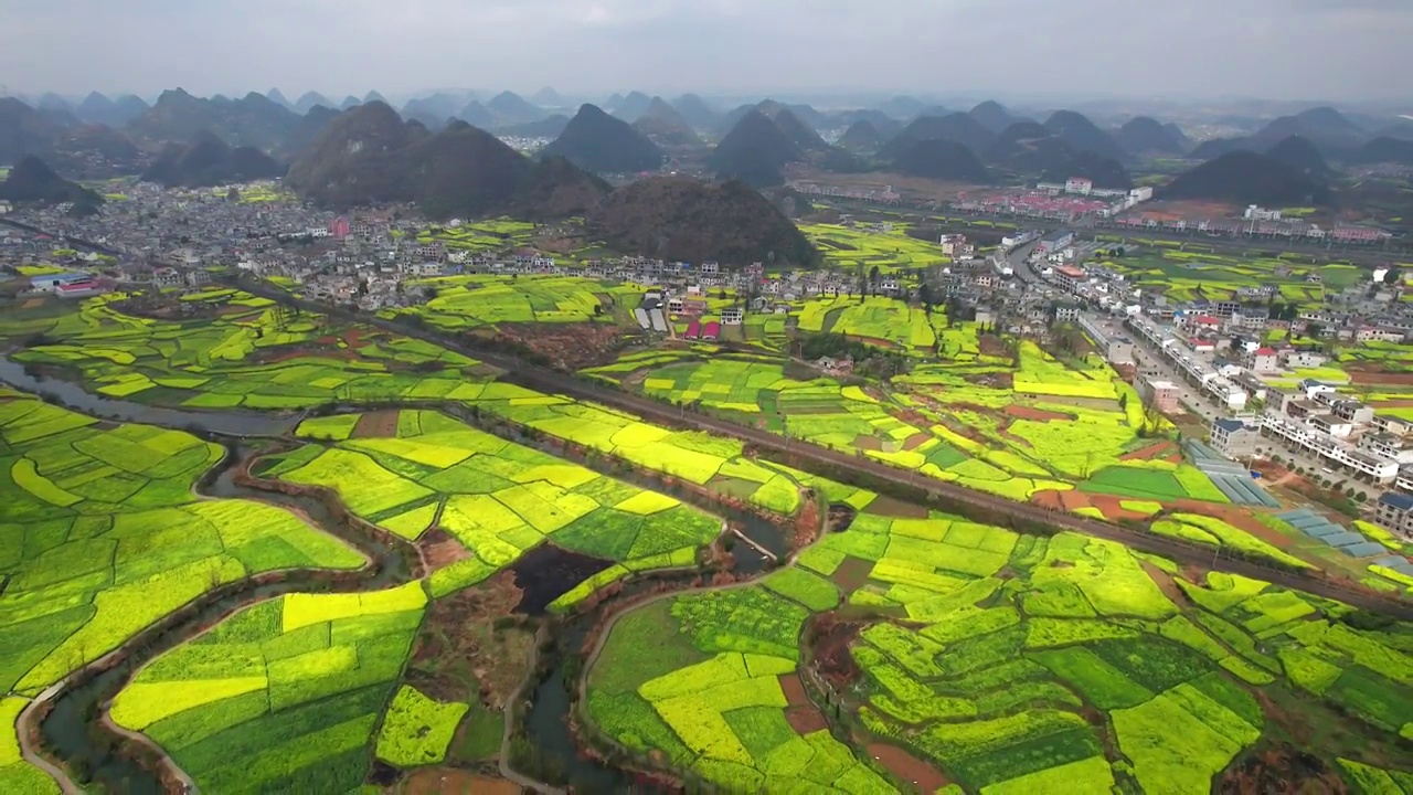 中国贵州春天油菜花开美如画视频素材