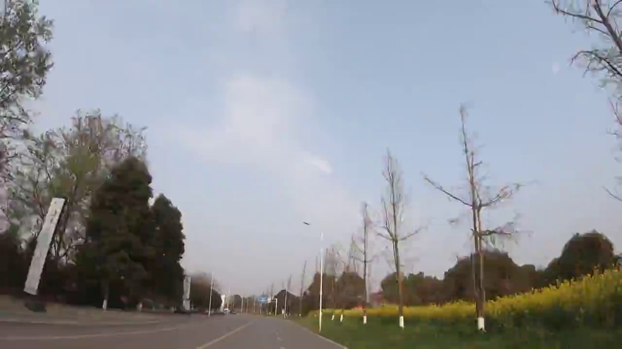 城市道路延时风光：汽车在成都郫都区滨河路上行驶视频素材