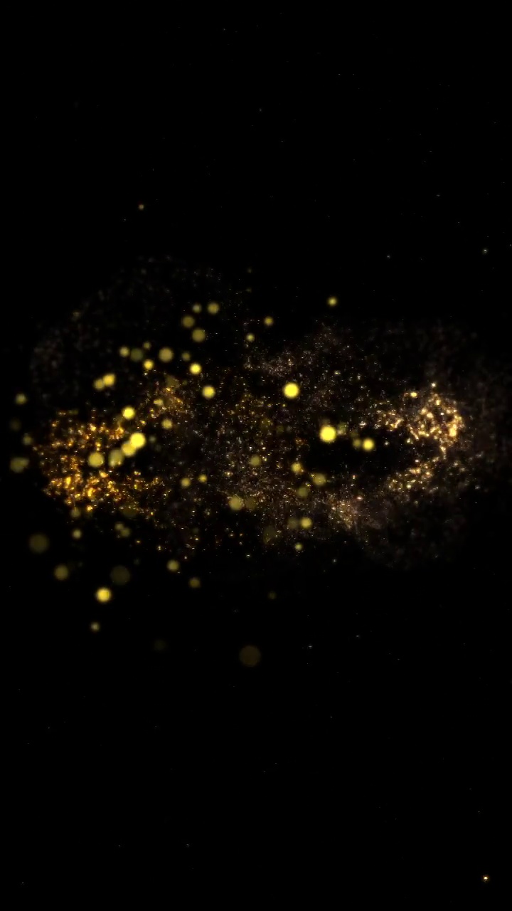 黑色背景中飞舞的金色粒子特效视频下载