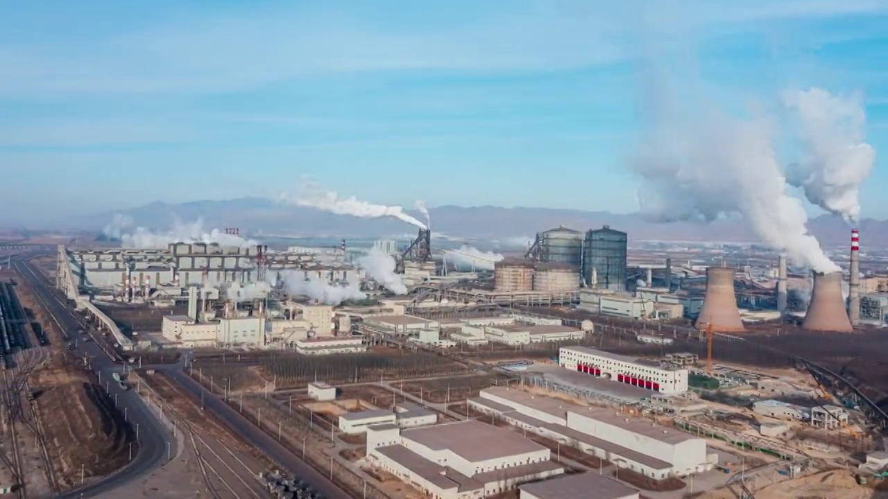 包头市包钢股份钢厂航拍延时摄影视频下载
