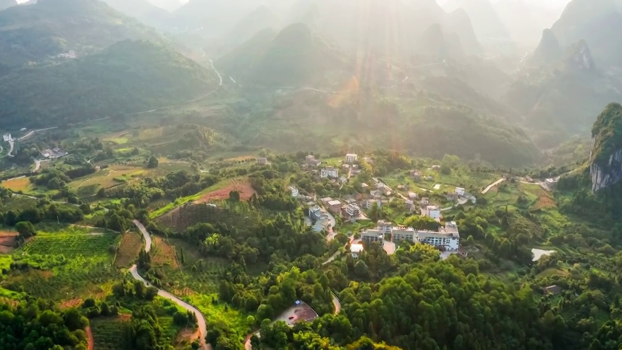 航拍中国桂林山自然风光在日出视频素材