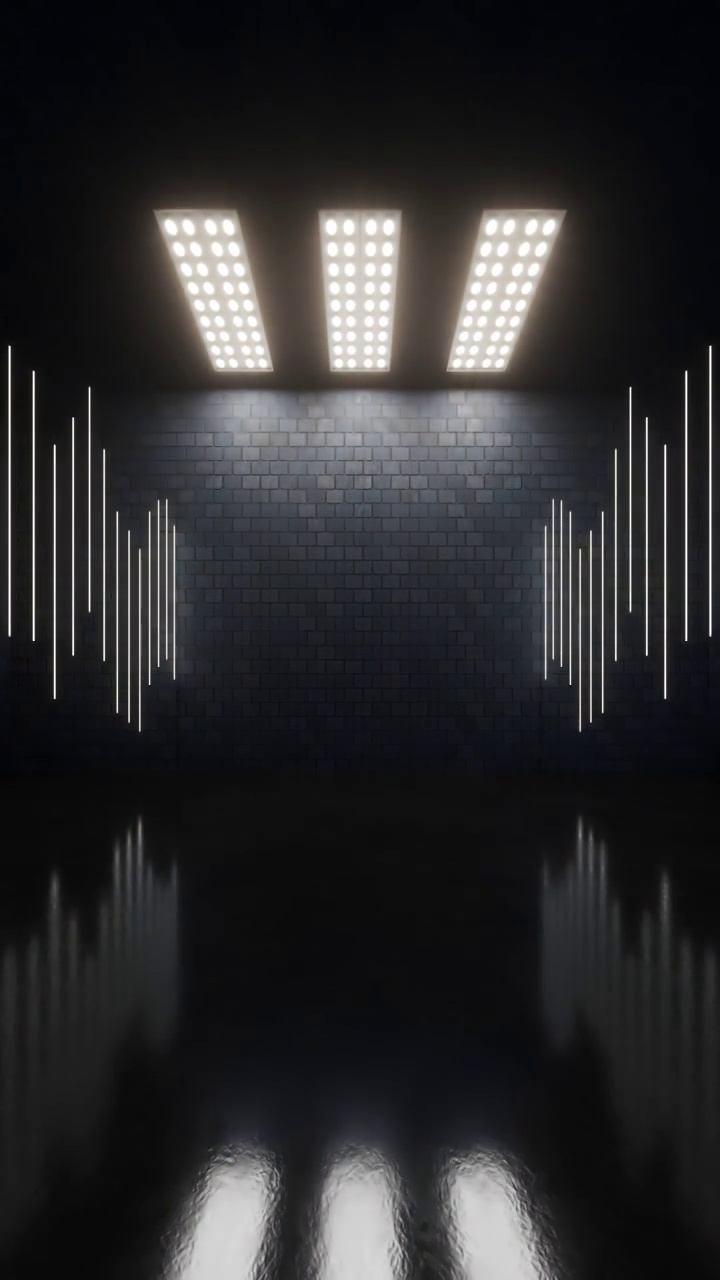 黑暗的空房间3D渲染视频素材