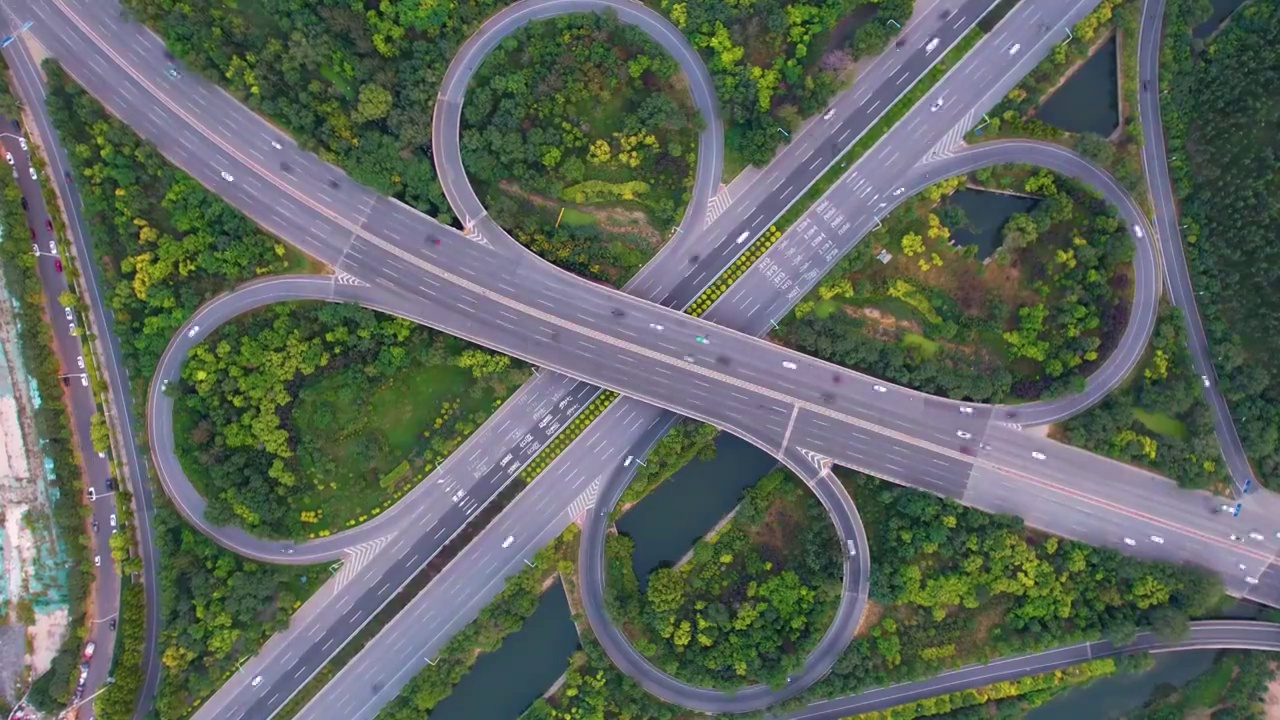 中国天津城市立交桥航拍风光视频素材