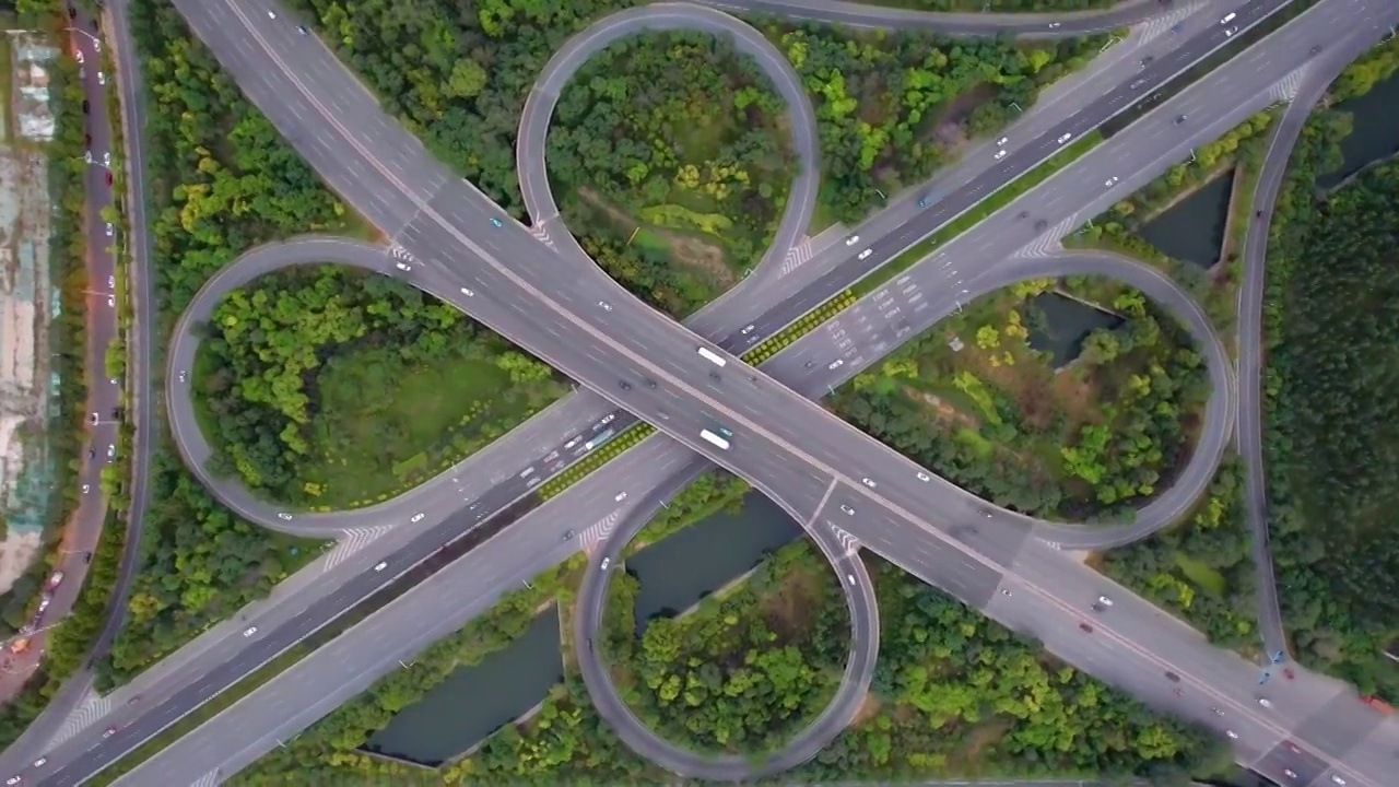 中国天津城市立交桥航拍风光视频素材