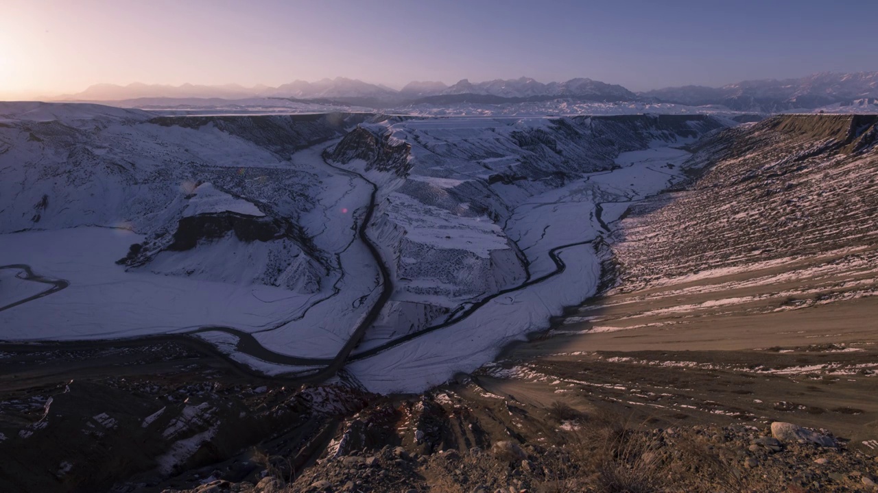 安集海大峡谷雪景日出视频素材