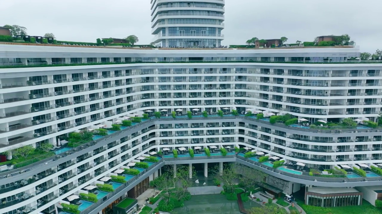 航拍三亚市酒店建筑风光视频素材