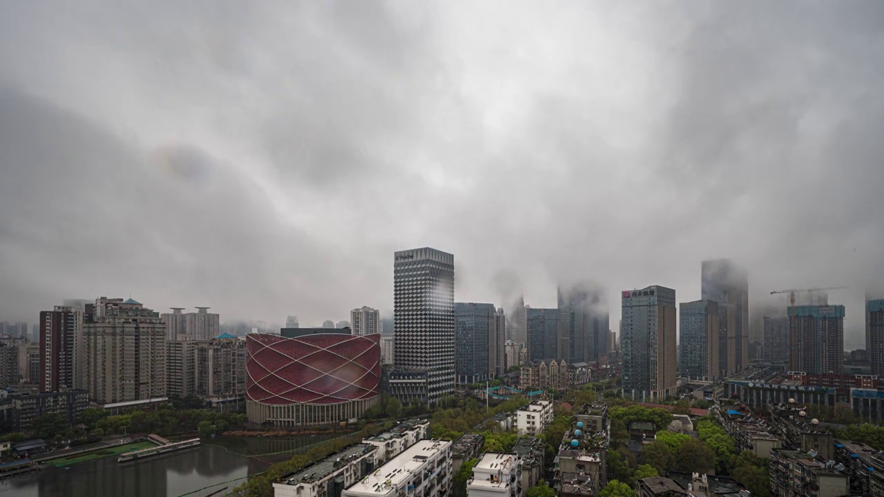 武汉城市低云视频素材