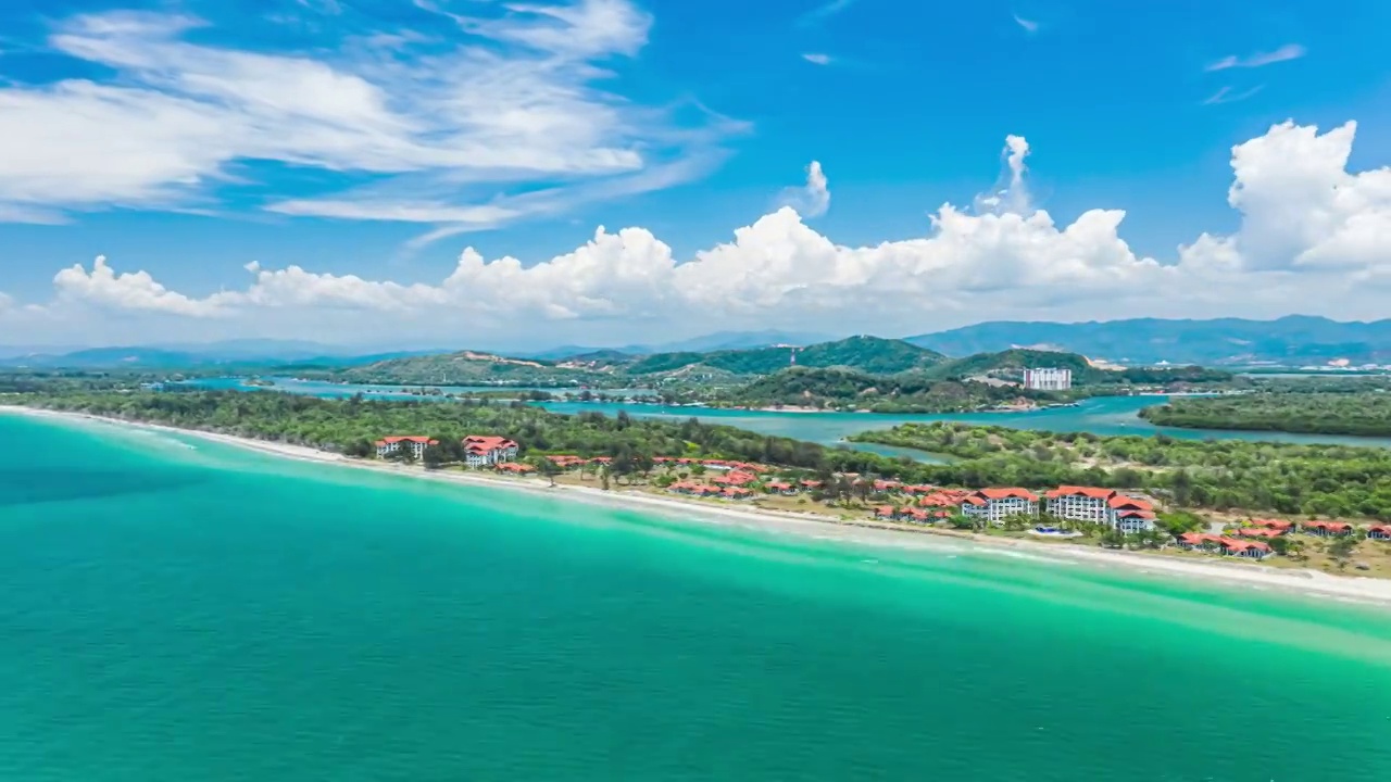 4K马来西亚海岛沙滩酒店航拍延时视频素材