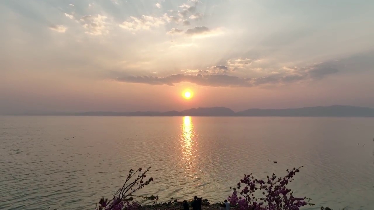 滇池夕阳视频素材