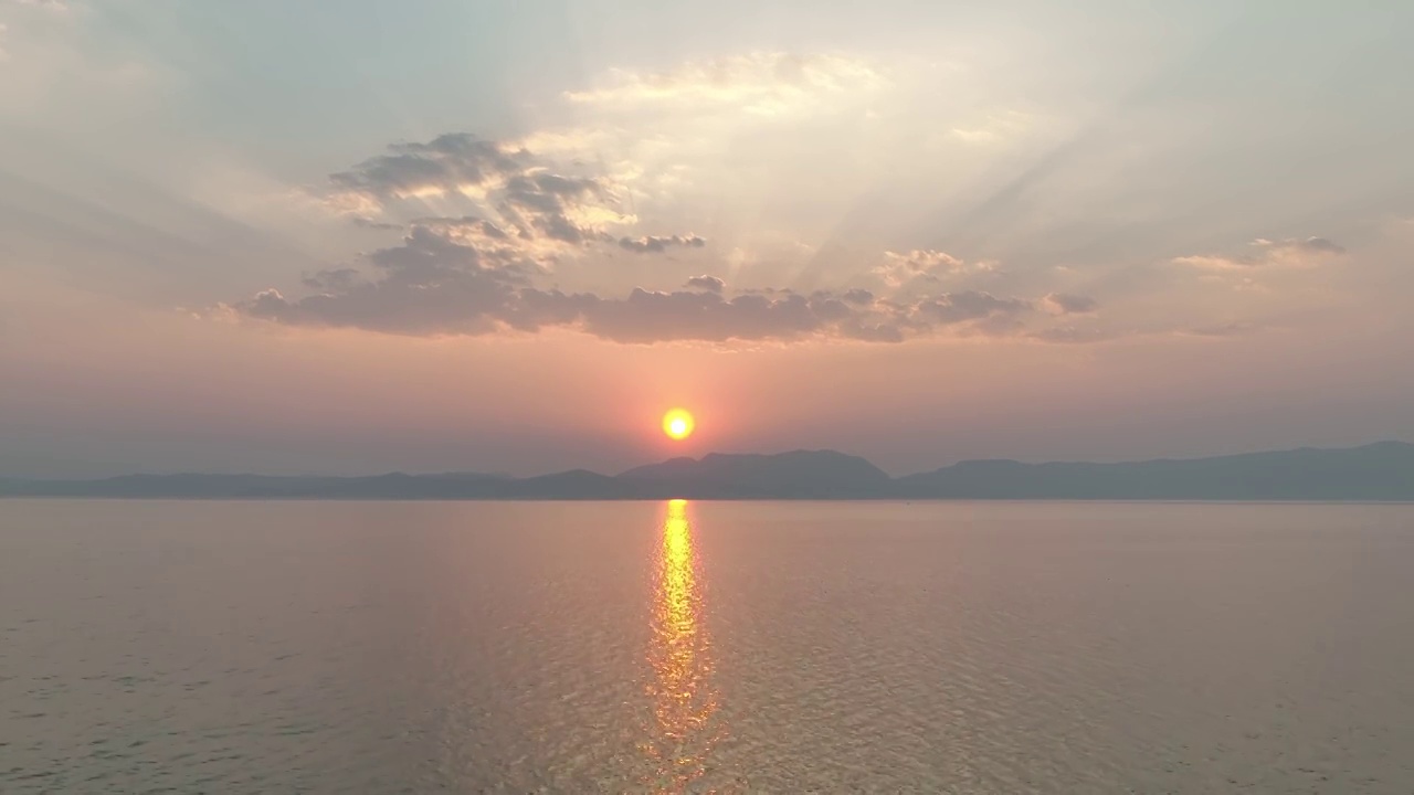 滇池夕阳视频素材