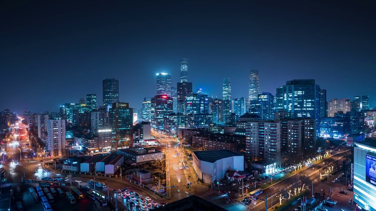 北京国贸天际线夜景视频素材