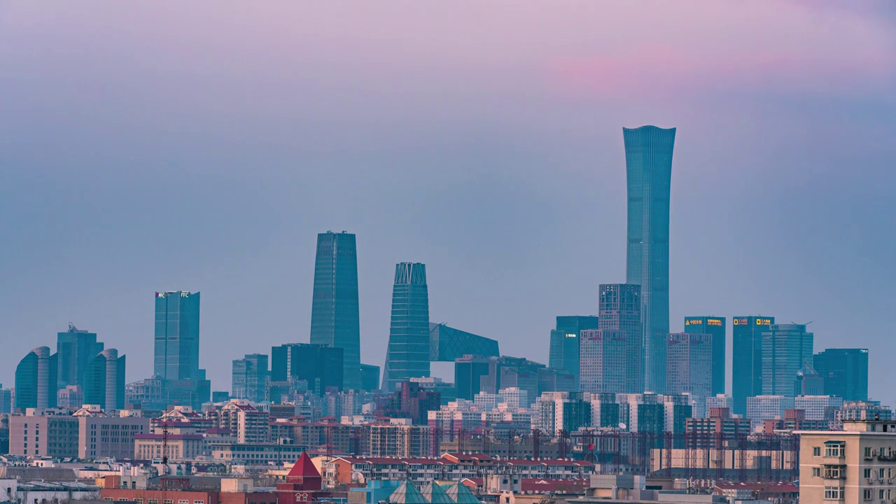 北京CBD高楼，日转夜延时视频素材