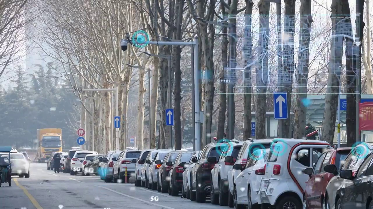 科技监控公安电子眼城市道路监控大数据视频素材