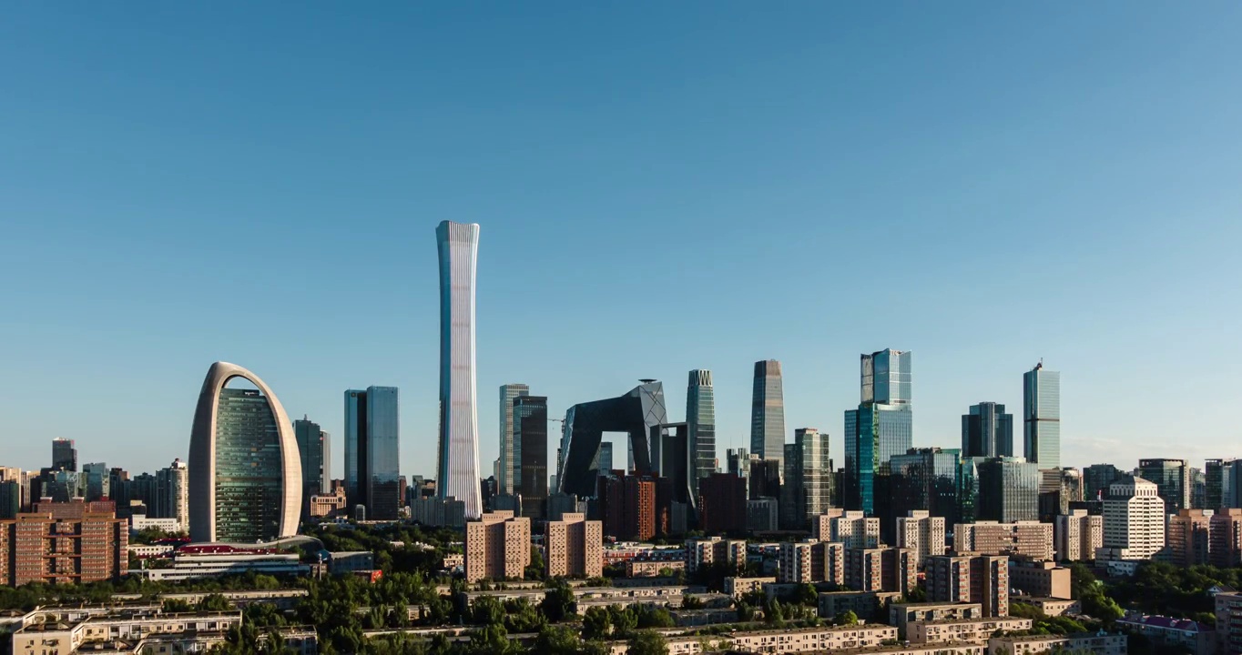 北京CBD城市天际线延时摄影视频素材