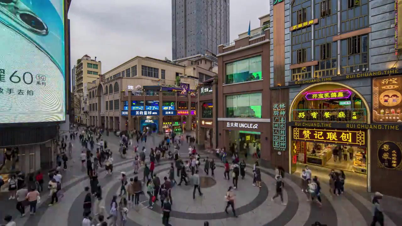 中国广州北京路商业步行街人流延时摄影视频素材