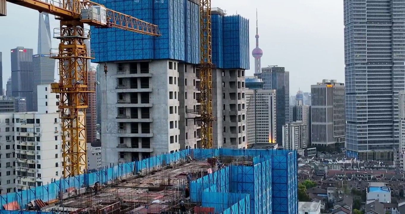 上海建设工地航拍视频素材