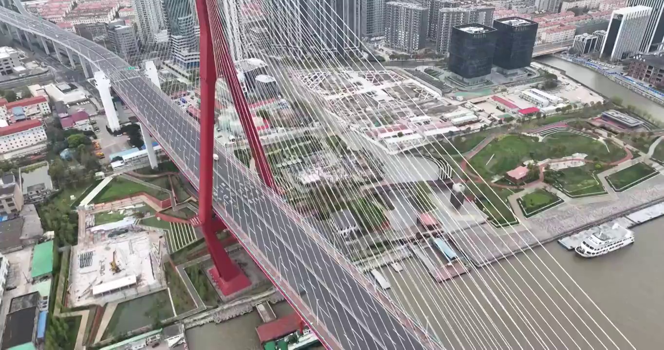 上海疫情期杨浦大桥航拍视频素材