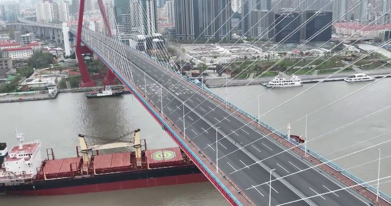 上海疫情期杨浦大桥航拍视频素材