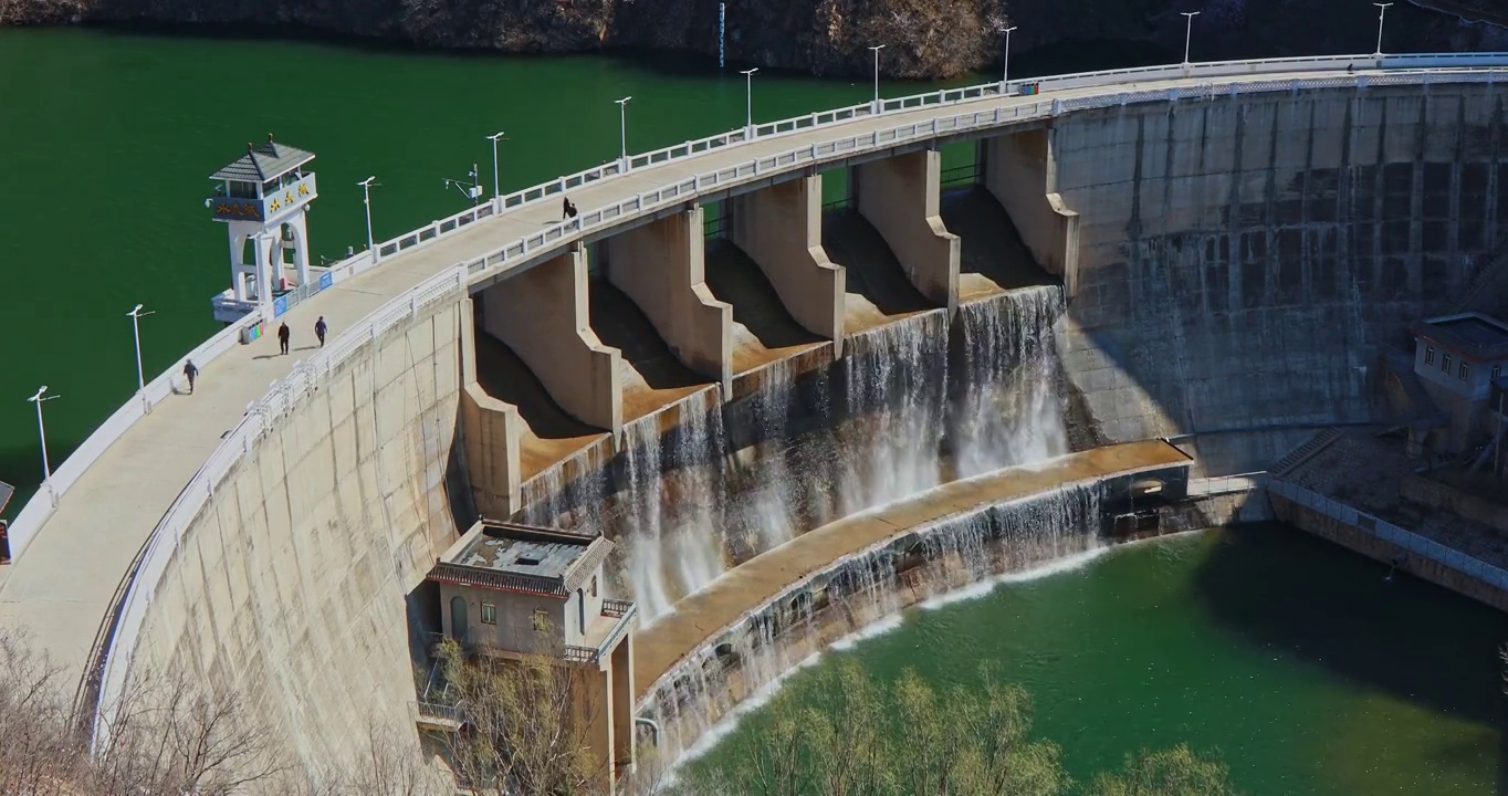 水坝，黄花水长城的水电站视频下载