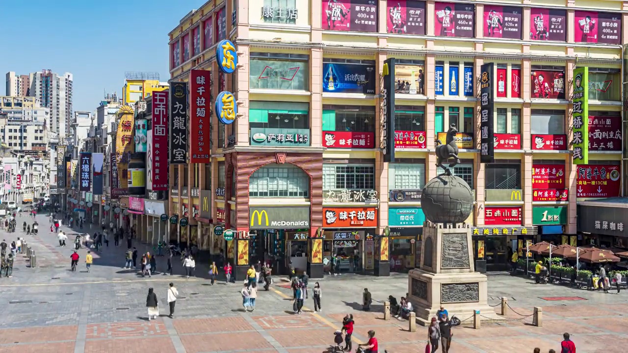 中国广州上下九商业步行街密集人流延时摄影视频素材