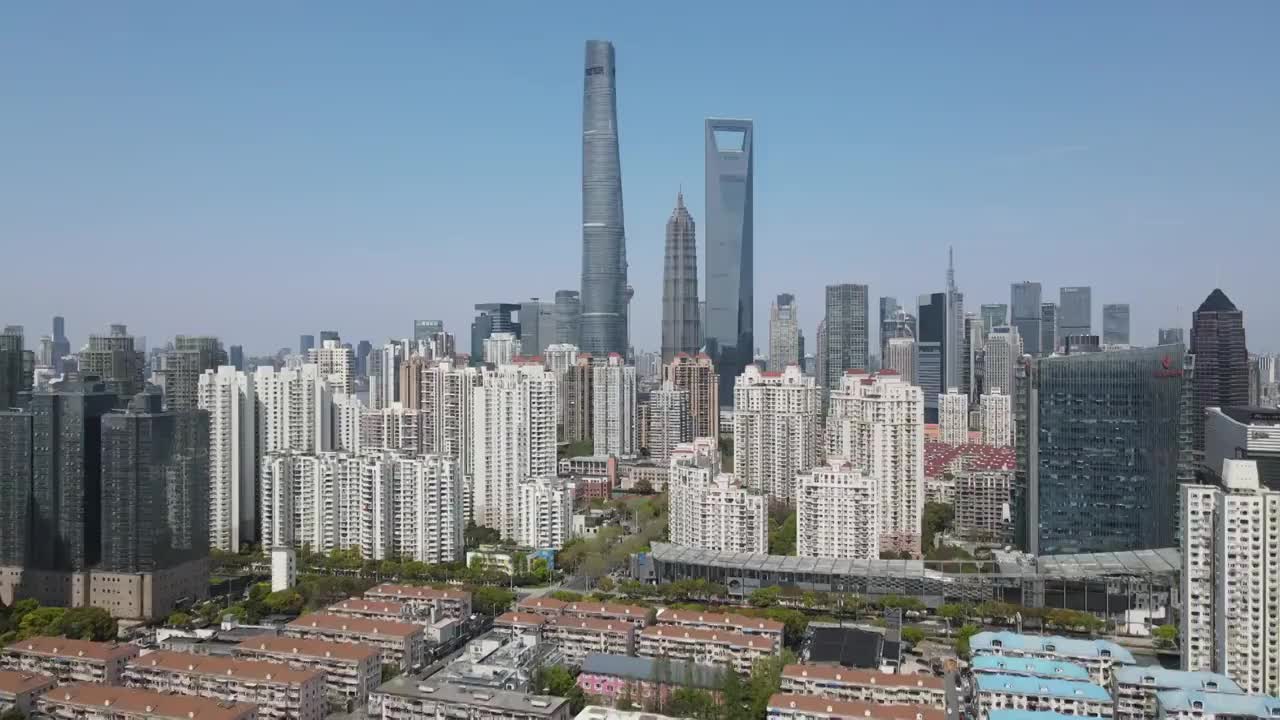 航拍上海城市风光空城视频素材