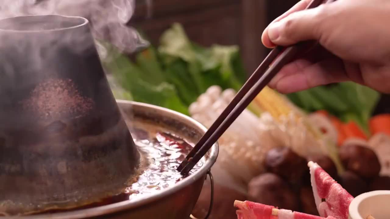 美味的火锅涮肉视频下载