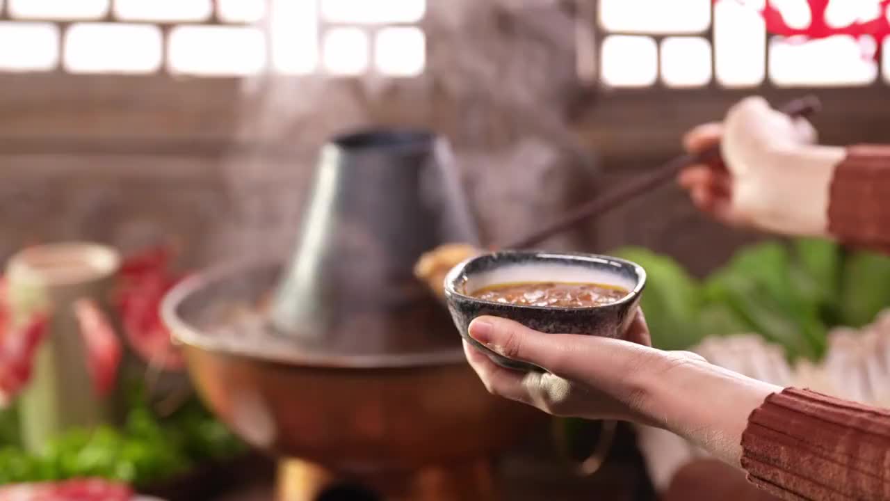 美味的火锅涮肉视频素材