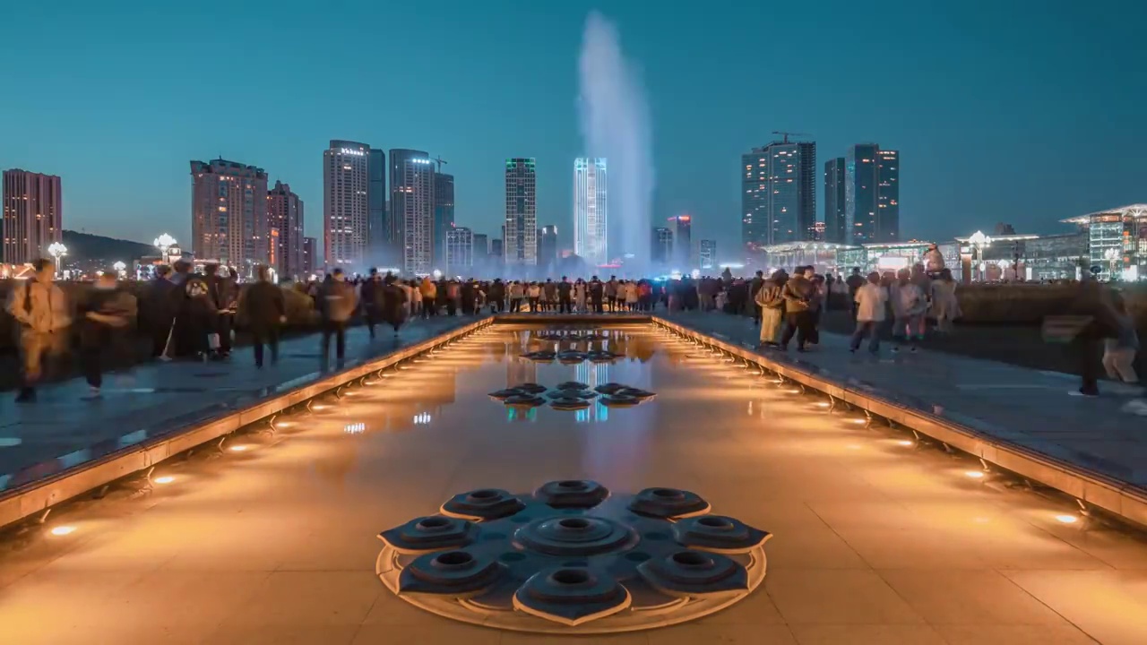 中国辽宁大连星海广场音乐喷泉视频下载