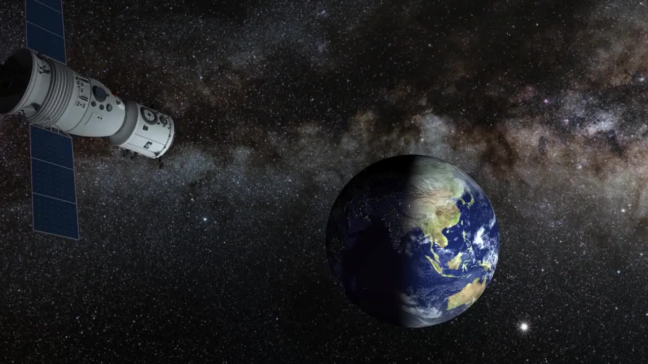 神舟飞船返回地球模拟动画视频素材
