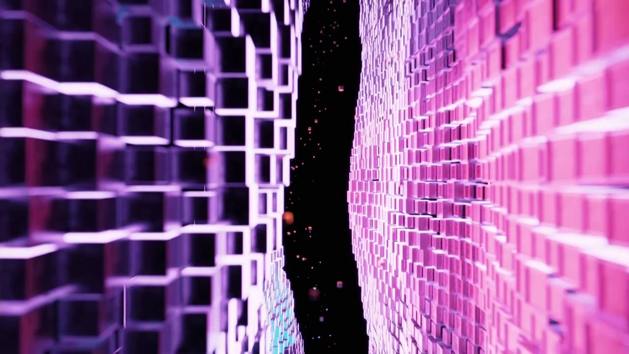 方块几何体创意空间3D渲染视频素材