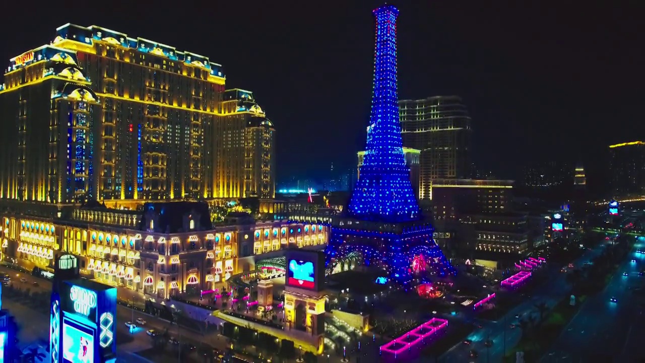澳门巴黎铁塔和巴黎人酒店视频素材