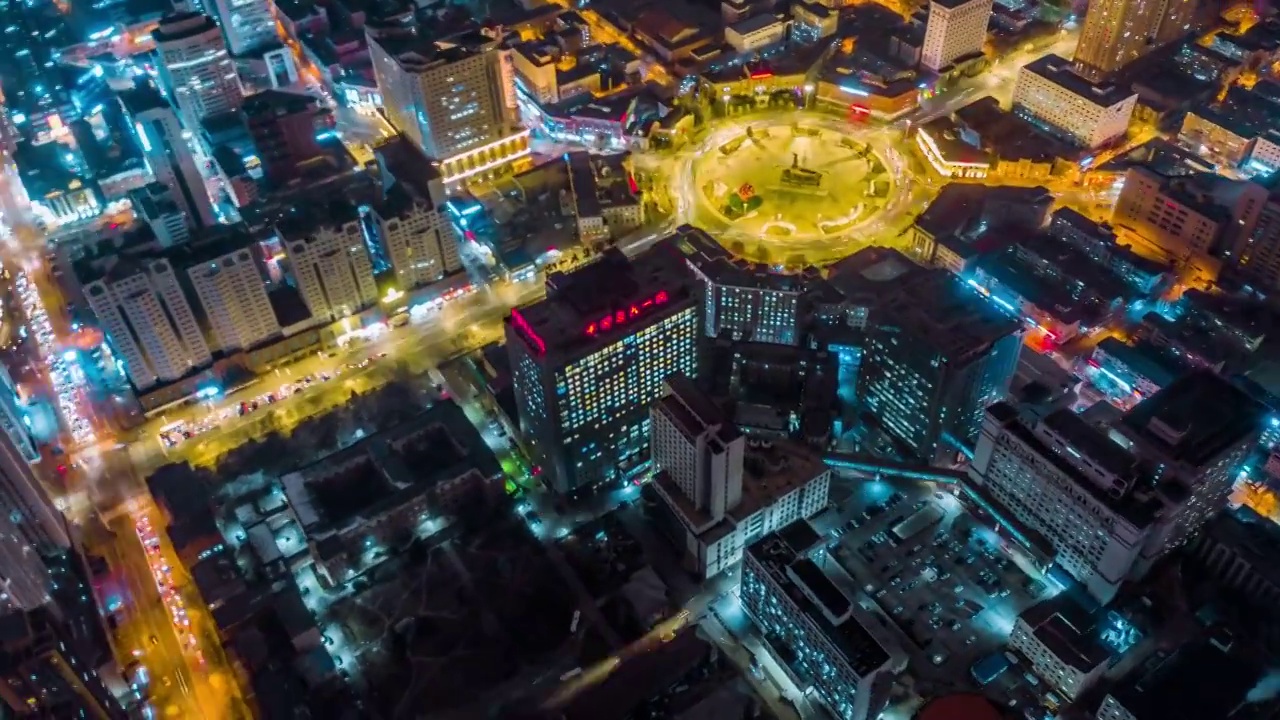 沈阳市和平区中山广场医大一院航拍夜景视频素材