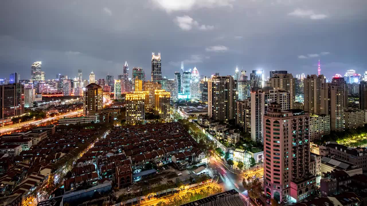 上海浦西城市天际线8k延时视频素材