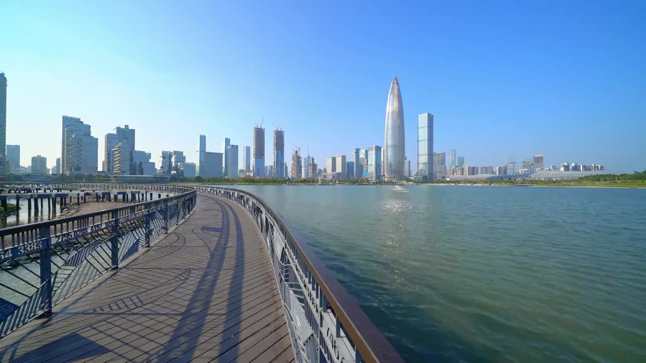 广东 深圳 南山区 人才公园 蓝天 地面视角 实时视频视频素材
