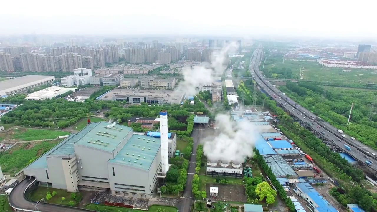 航拍上海江桥垃圾焚烧厂4k视频视频素材