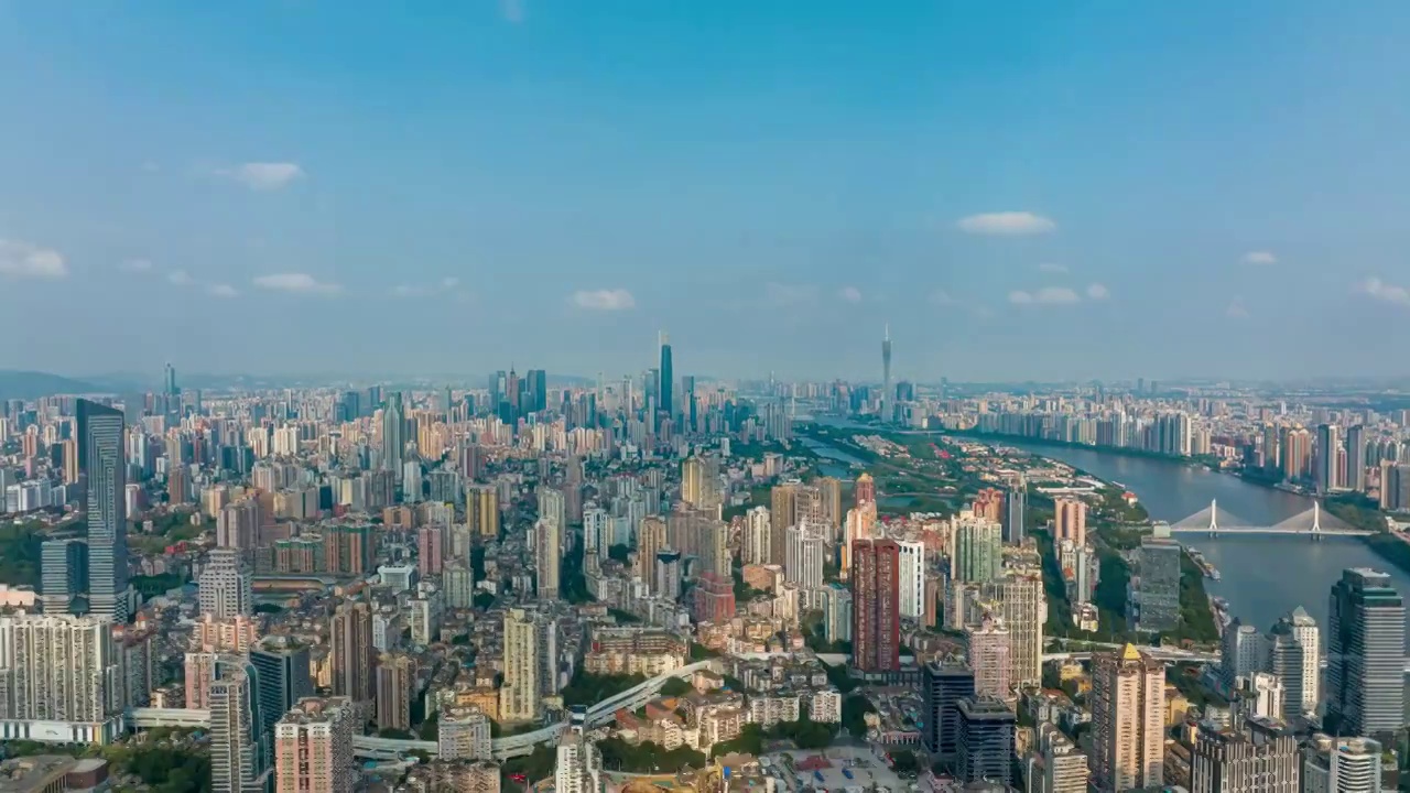 航拍广州越秀区珠江城市延时视频素材