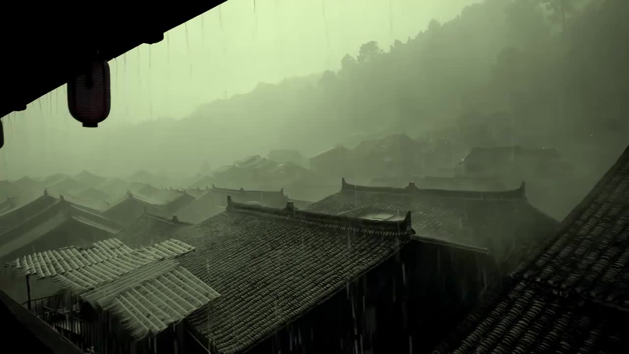 肇兴侗寨的下雨天视频素材