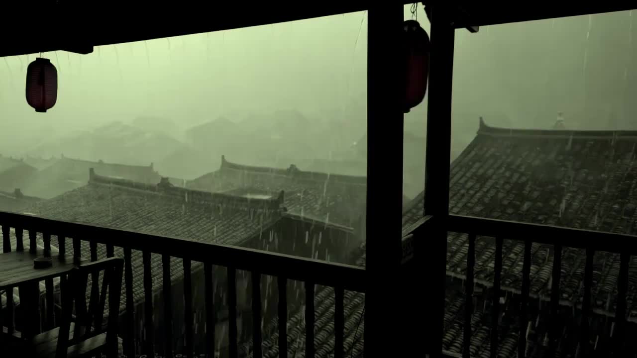 肇兴侗寨的下雨天视频素材