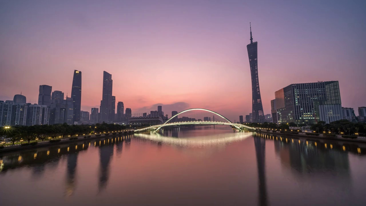 广州海心桥日出视频素材