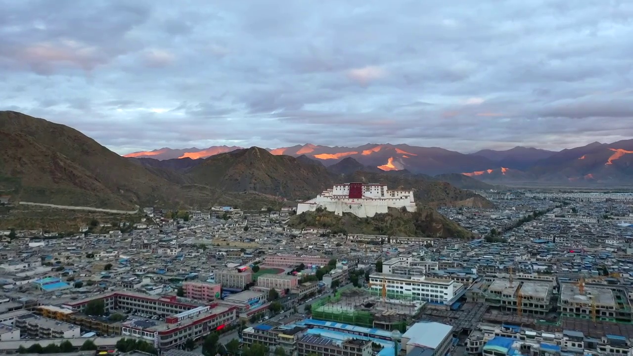 西藏日喀则城市风光航拍视频下载